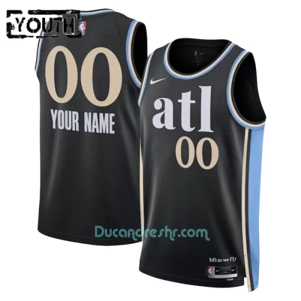 Dres za Košarku Atlanta Hawks Dječji City Edition Swingman 2023/24 Crno