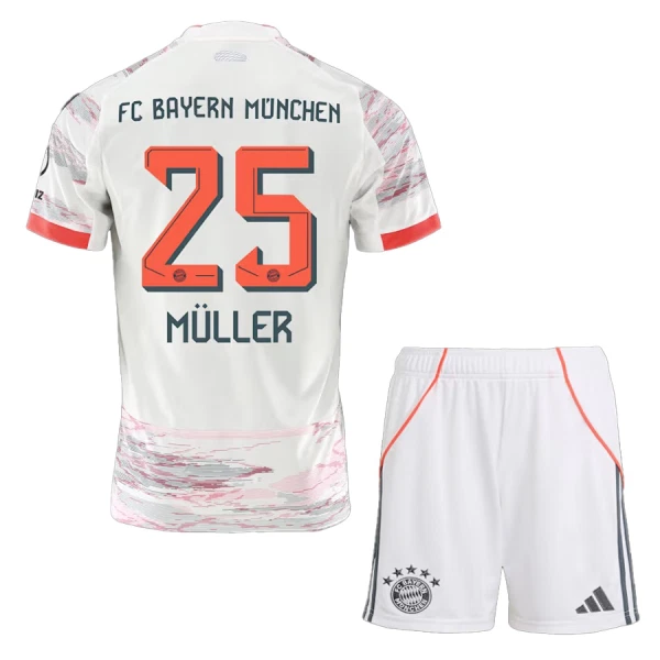 Dres FC Bayern Munich Thomas Müller 25 Dječji Gostujući 2025/26 Dres FC Bayern Munich Thomas Müller 25 Dječji Gostujući 2025/26