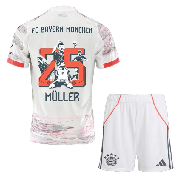 Dres FC Bayern Munich Thomas Müller 25 Dječji Gostujući 2025/26 Specifična Dres FC Bayern Munich Thomas Müller 25 Dječji Gostujući 2025/26 Specifična