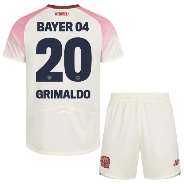 Dres Bayer 04 Leverkusen Alejandro Grimaldo 20 Dječji Gostujući 2025/26 Dres Bayer 04 Leverkusen Alejandro Grimaldo 20 Dječji Gostujući 2025/26